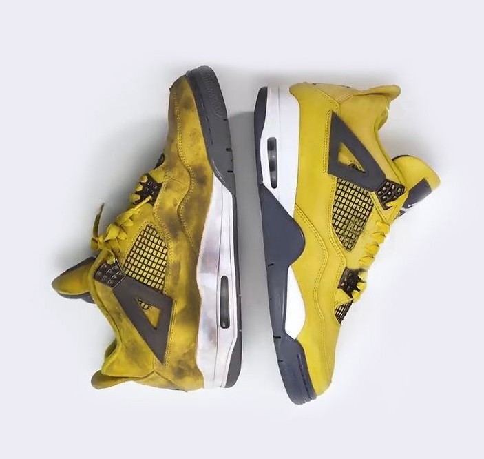 Before and after yellow trainer restoration